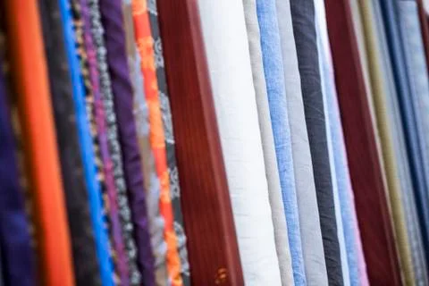 Many types of fine cloth Stock Photos