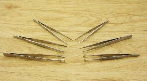 Many types of forceps Foto stock