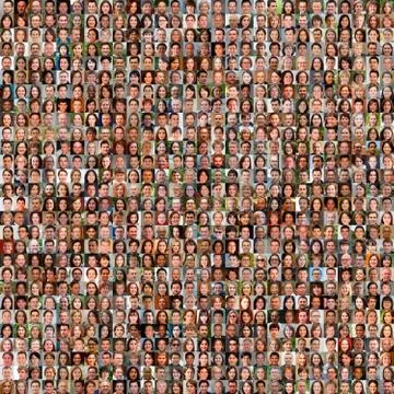 Many unique faces generated by artificial intelligence. Faces of non-existent Illustrazione stock