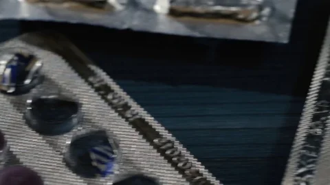 Many various empty pills lying on the table Stock Footage 72721972