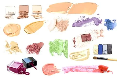 Many various make up products isolated Stock Photos