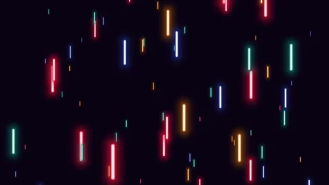 Many vertical neon lighting lines dropping down Stockbeeldmateriaal 122578705
