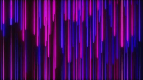 Many vertical neon lighting lines, abstract computer generated backdrop, 3D Illustrazione stock