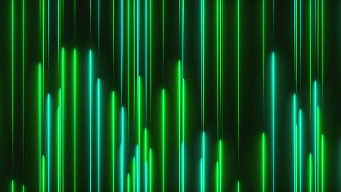 Many vertical neon lighting lines, abstract computer generated backdrop, 3D Illustrazione stock