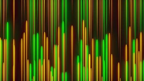Many vertical neon lighting lines, abstract computer generated backdrop, 3D Stock-Illustration