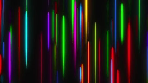 Many vertical neon lighting lines, abstract computer generated backdrop, 3D Stock-Illustration