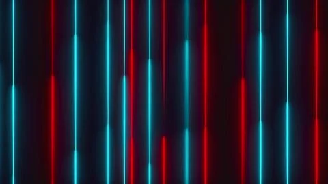 Many vertical neon lighting lines, abstract computer generated backdrop, 3D Illustrazione stock