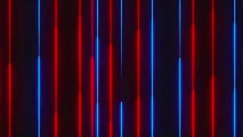 Many vertical neon lighting lines, abstract computer generated backdrop, 3D Illustrazione stock