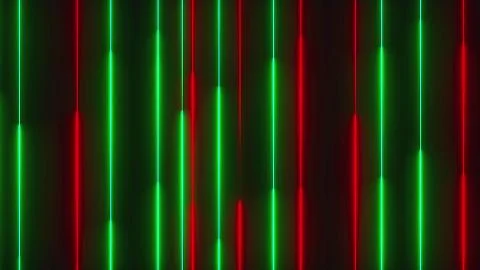 Many vertical neon lighting lines, abstract computer generated backdrop, 3D Illustrazione stock