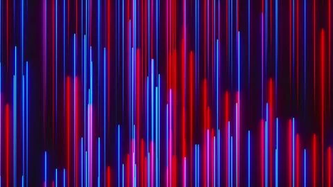 Many vertical neon lighting lines, abstract computer generated backdrop, 3D Stock-Illustration