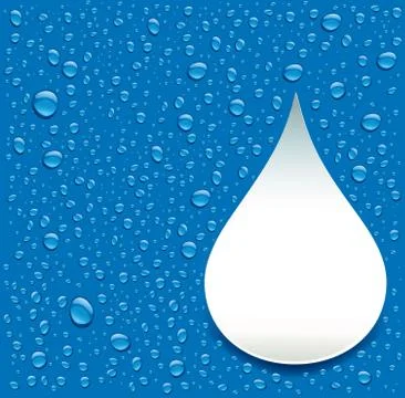 Many water drops on blue background and place for your text Stock Illustration