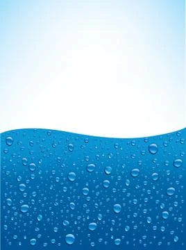 Many water drops on blue background and place for your text Stock Illustration