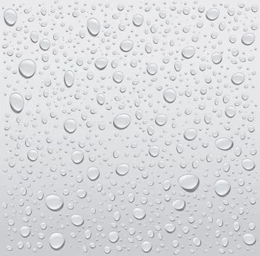 Many water drops on gray background Stock Illustration