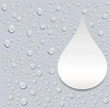 Many water drops on grey background and place for your text Stock Illustration
