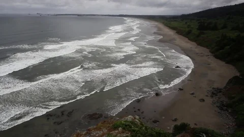 Many waves and sandy beach Stock Footage 81157549