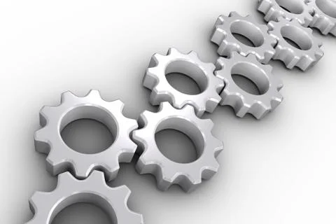 Many white cogs and wheels Stock Illustration