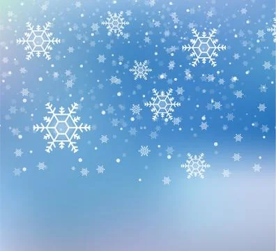 Many white cold flake elements on transparent background. Heavy snowfall Illustrazione stock
