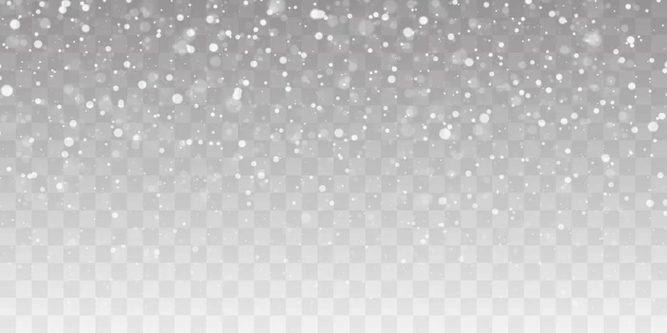 Many white cold flake elements on transparent background. Stock Illustration