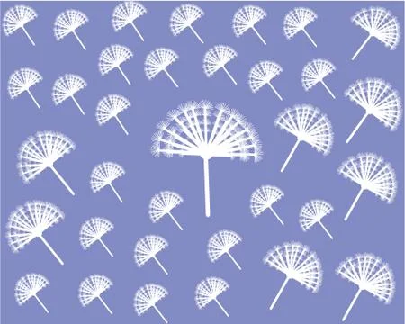 Many white dandelions flying in different directions Stock Illustration