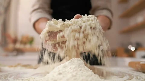 Many White Flour Cook Stock-Footage 273500923