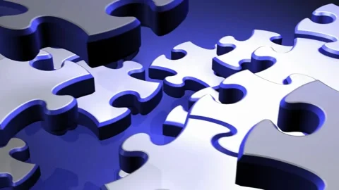 Many white puzzle pieces floating in air on abstract background. Business Video stock 336248458
