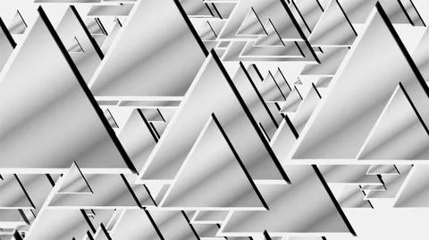 Many white triangles for technology conceptual background, 3D render compu... Foto stock