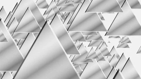 Many white triangles for technology conceptual background, 3D render compu... Foto stock