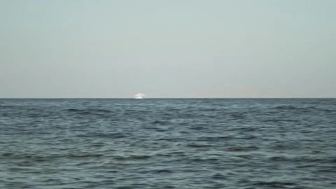 Many white yachts float on sea. Cruise holidays on naval vessels. Tourist trip Stock Footage 308008977