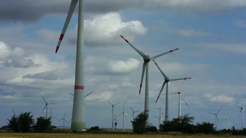Many wind turbines in Germany. Stock Footage 221610675