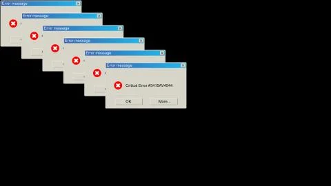 Many windows with critical error notification, problem warning backdrop 스톡 일러스트