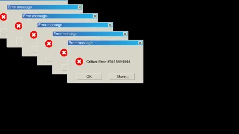 Many windows with critical error notification, problem warning backdrop Stock Illustration