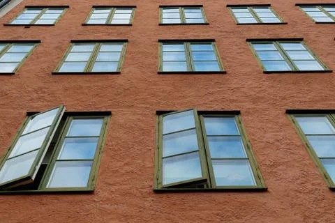 Many windows on the wall Stock Photos