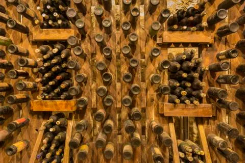 Many wine bottles Stock Photos