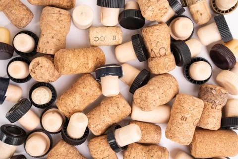 Many Wine Corks Closeup. Wine corks on white background Stock Photos