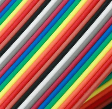Many wire ribbon cable at dry sunny day Stock Photos