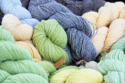 Many wool yarns Stock Photos