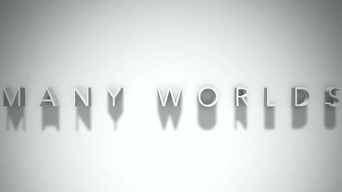 Many Worlds 3D title animation with shadows on a white background Stock Footage 296625574