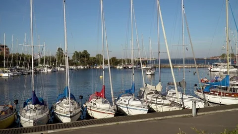 Many yachts at the pier Stock Footage 113409327