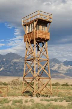 Manzanar guard tower Stock Photos