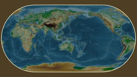 Maoke plate - global map. Eckert III. Physical Illustrazione stock