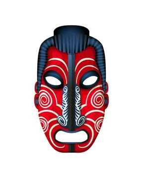 Maori mask isolated vector object over white background Stock Illustration