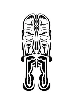 Maori style face. Tattoo patterns. Isolated. Vector illustration. Illustrazione stock