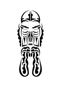 Maori style face. Tattoo patterns. Isolated on white background. Vetcor. Illustrazione stock