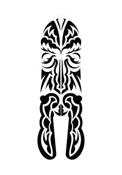 Maori style face. Tattoo patterns. Isolated on white background. Vector illus Illustrazione stock