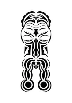 Maori style face. Tattoo patterns. Flat style. Vector illustration. Stock Illustration
