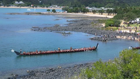 Maori warriors returning the Ngapuhi Stock Video Pond5