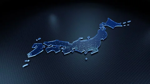 Map 2020 Japan All Blue Stock Footage 142146422