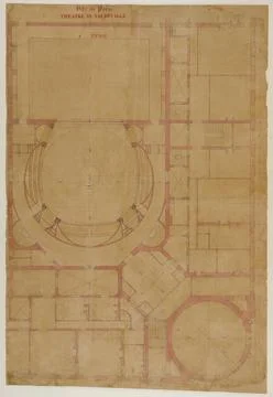 Map of the 4th floor of the ThÃ Ã¢tre du Vaudeville. City of Paris, Theate 스톡 사진