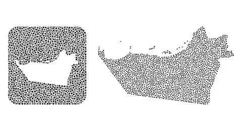 Map of Abu Dhabi Emirate - Dot Collage with Hole Stock Illustration