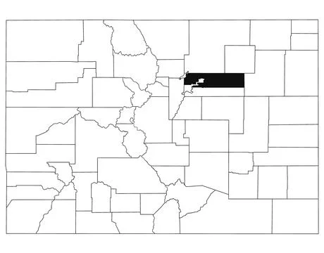 Map of Adams County in Colorado state on white background. single County ma.. Stock Illustration